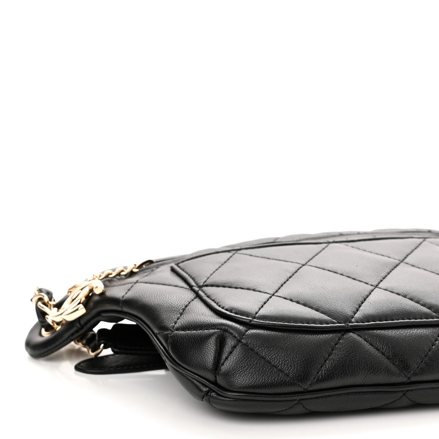 Lambskin Quilted Waist Belt Bag Black