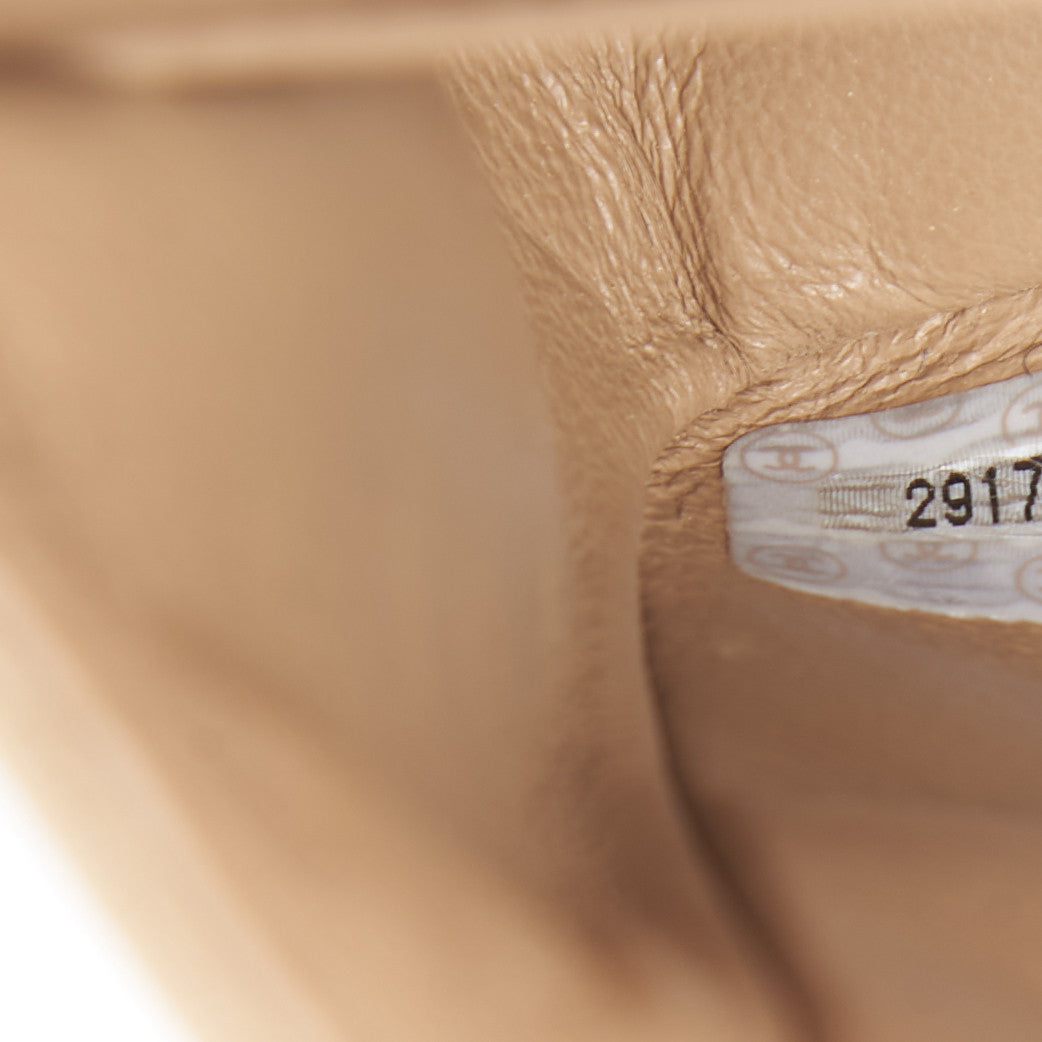 Lambskin Quilted Medium Double Flap Beige
