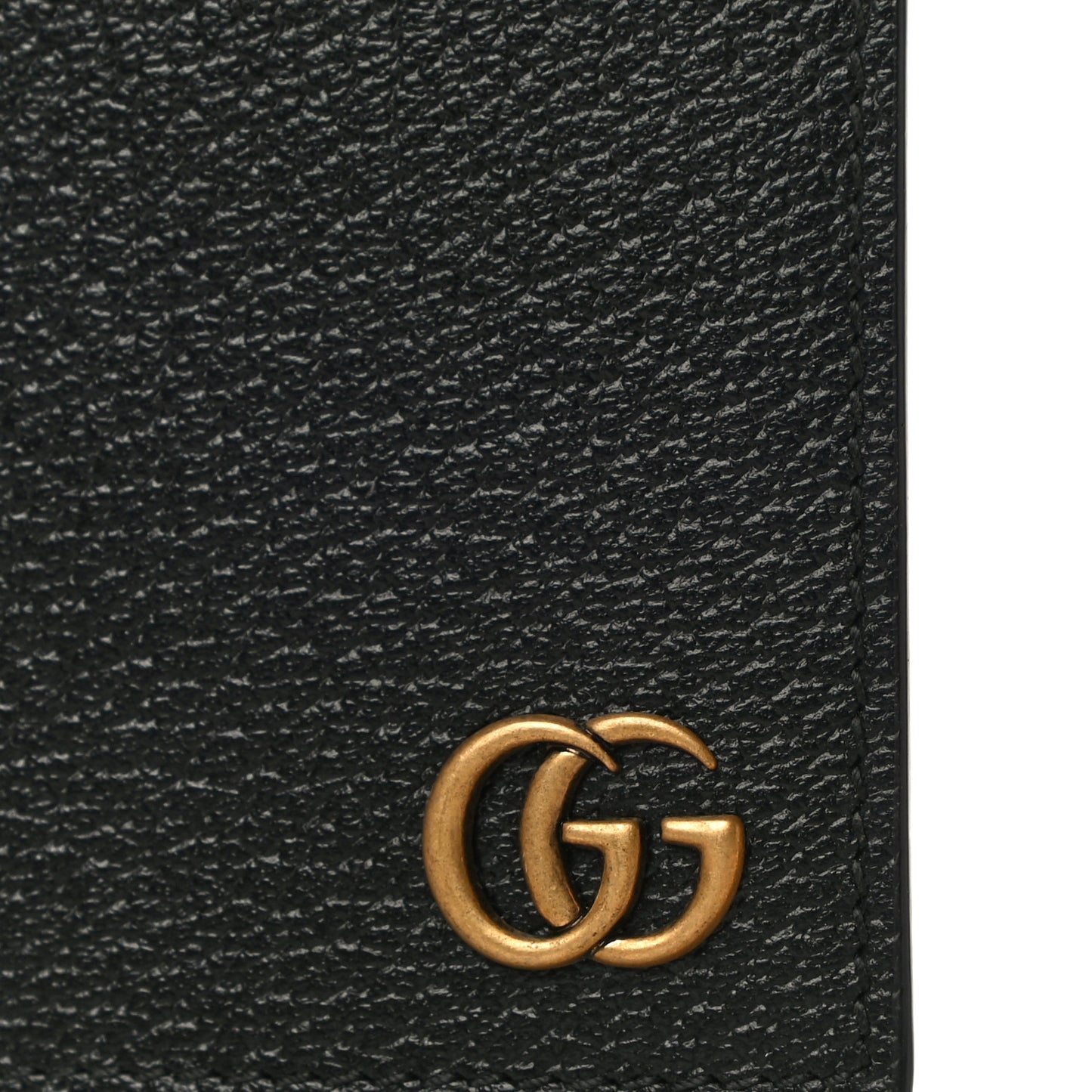 Calfskin Boar Effect GG Marmont Bi-Fold Wallet Black