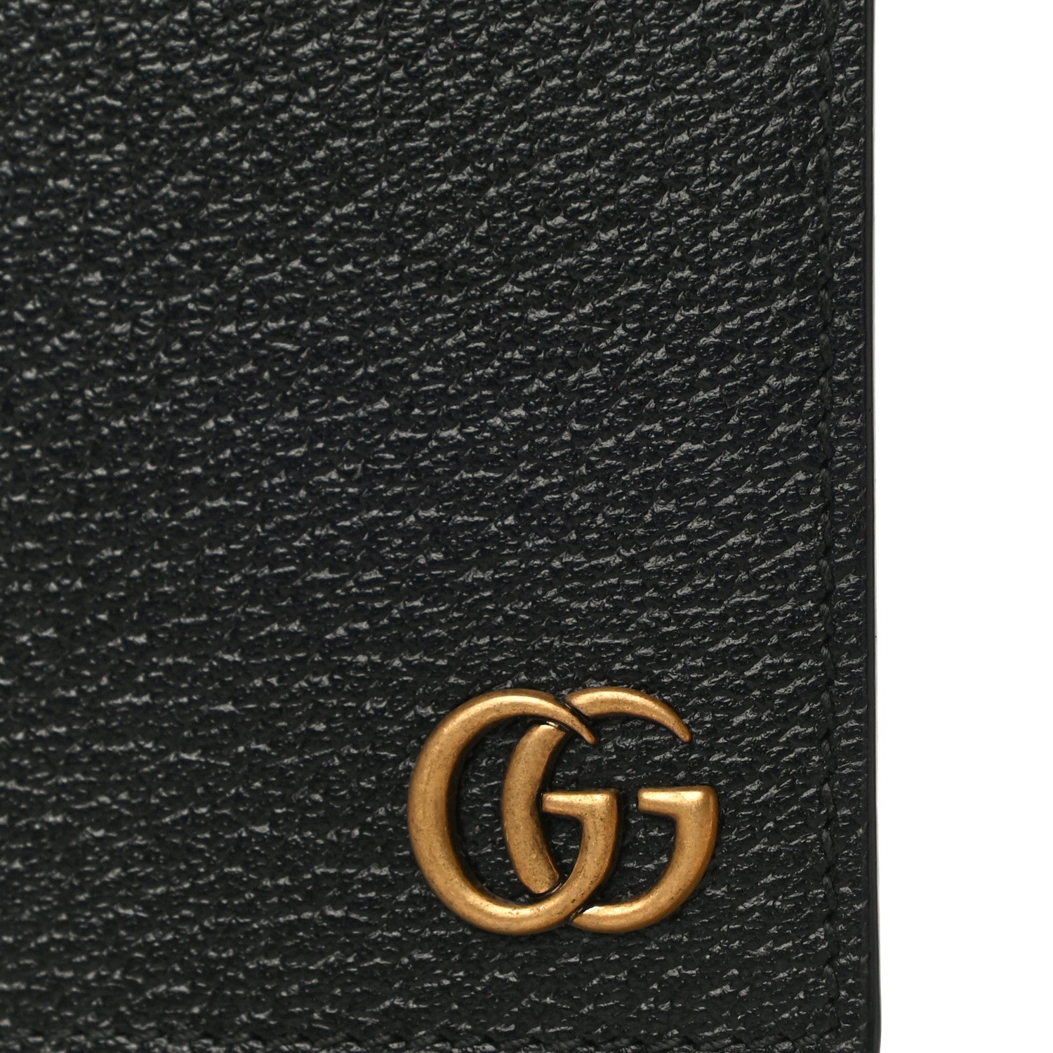 Gucci Calfskin Boar Effect GG Marmont Bi-Fold Wallet Black 9 of 11