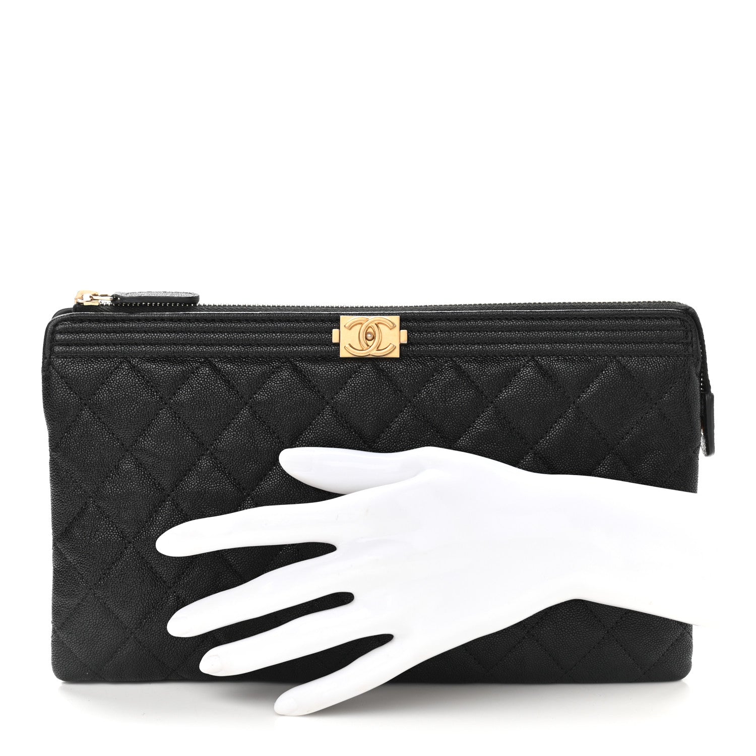 Chanel Caviar Quilted Small Zipped Boy Pouch Black 2 of 9