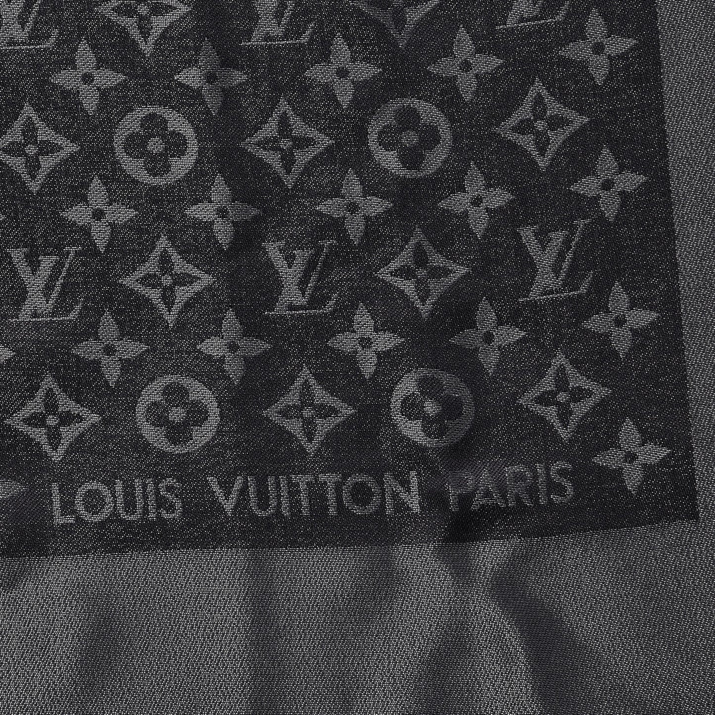 Silk Lurex Wool Monogram Shine Shawl Black