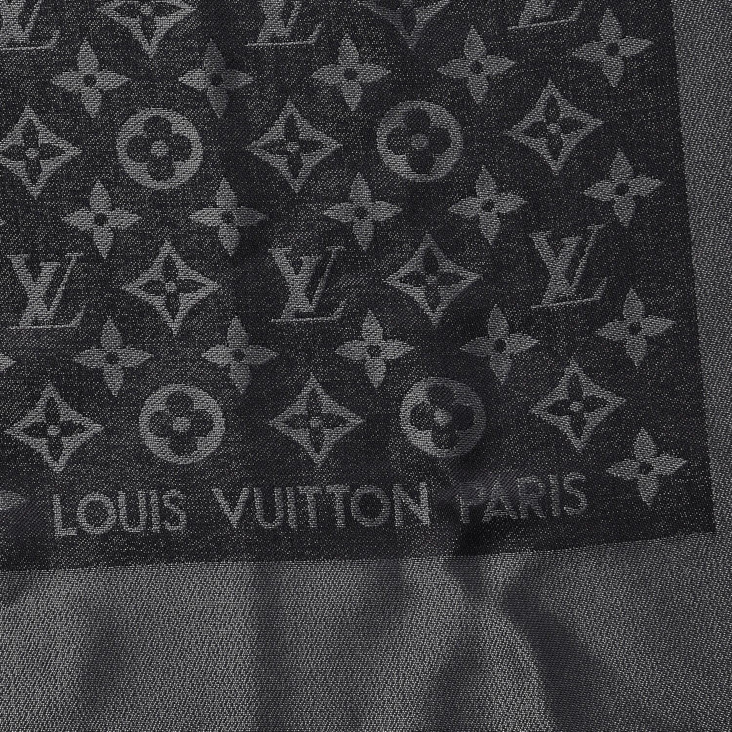 Louis Vuitton Silk Lurex Wool Monogram Shine Shawl Black 4 of 5