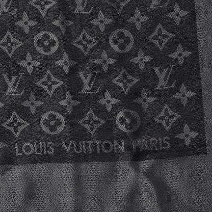 Louis Vuitton Silk Lurex Wool Monogram Shine Shawl Black 4 of 5