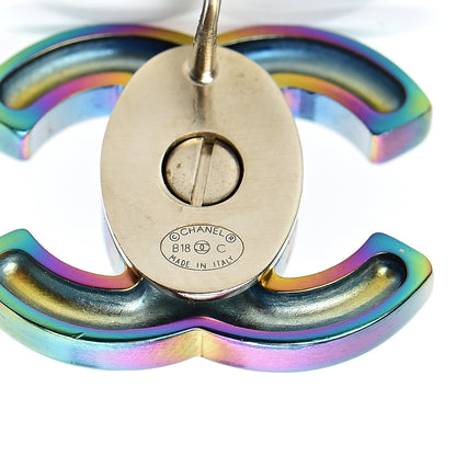 Chanel CC Turnlock Interchangeable Earrings Gold Iridescent 5 of 7