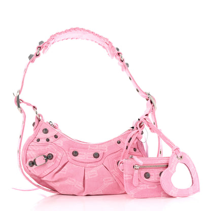 Balenciaga Denim BB Monogram Le Cagole Shoulder Bag XS Pink 3 of 11