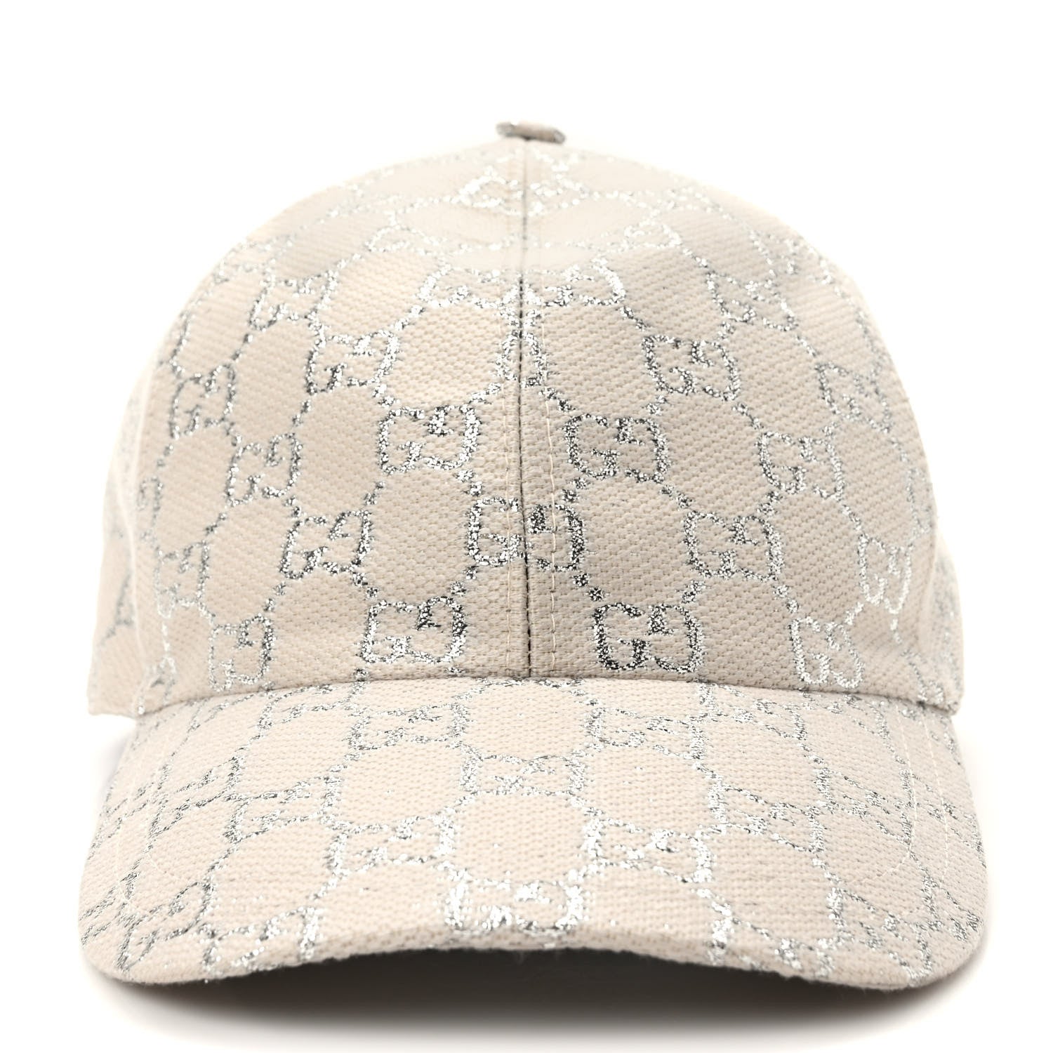 Gucci Canvas Lame GG Monogram Rush Baseball Hat L Gardenia Silver 3 of 9