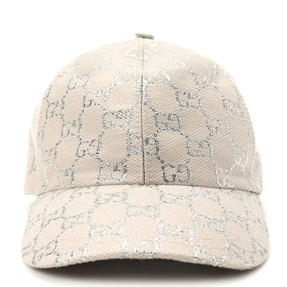 Gucci Canvas Lame GG Monogram Rush Baseball Hat L Gardenia Silver 3 of 9