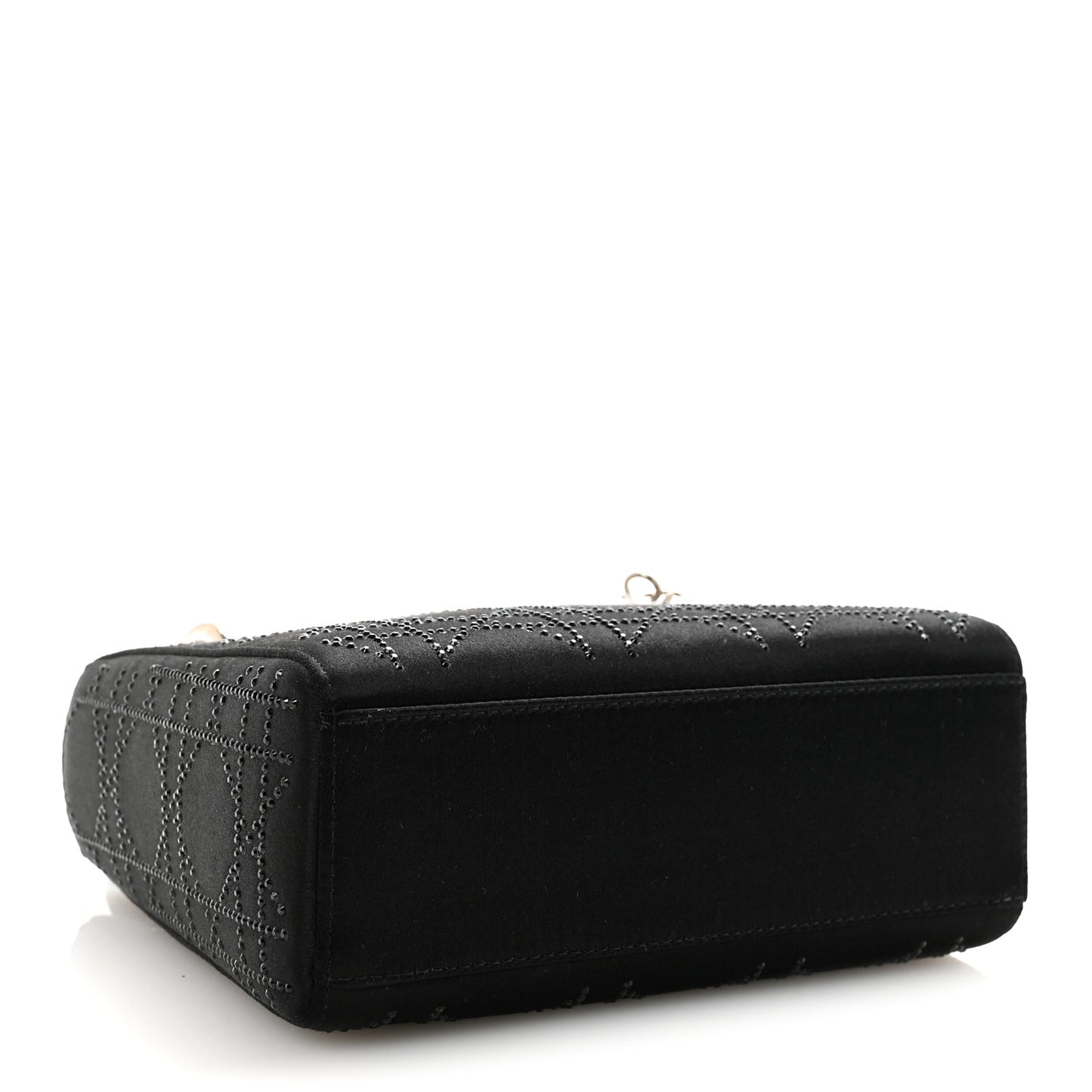Satin Crystal Cannage Mini Lady Dior Black