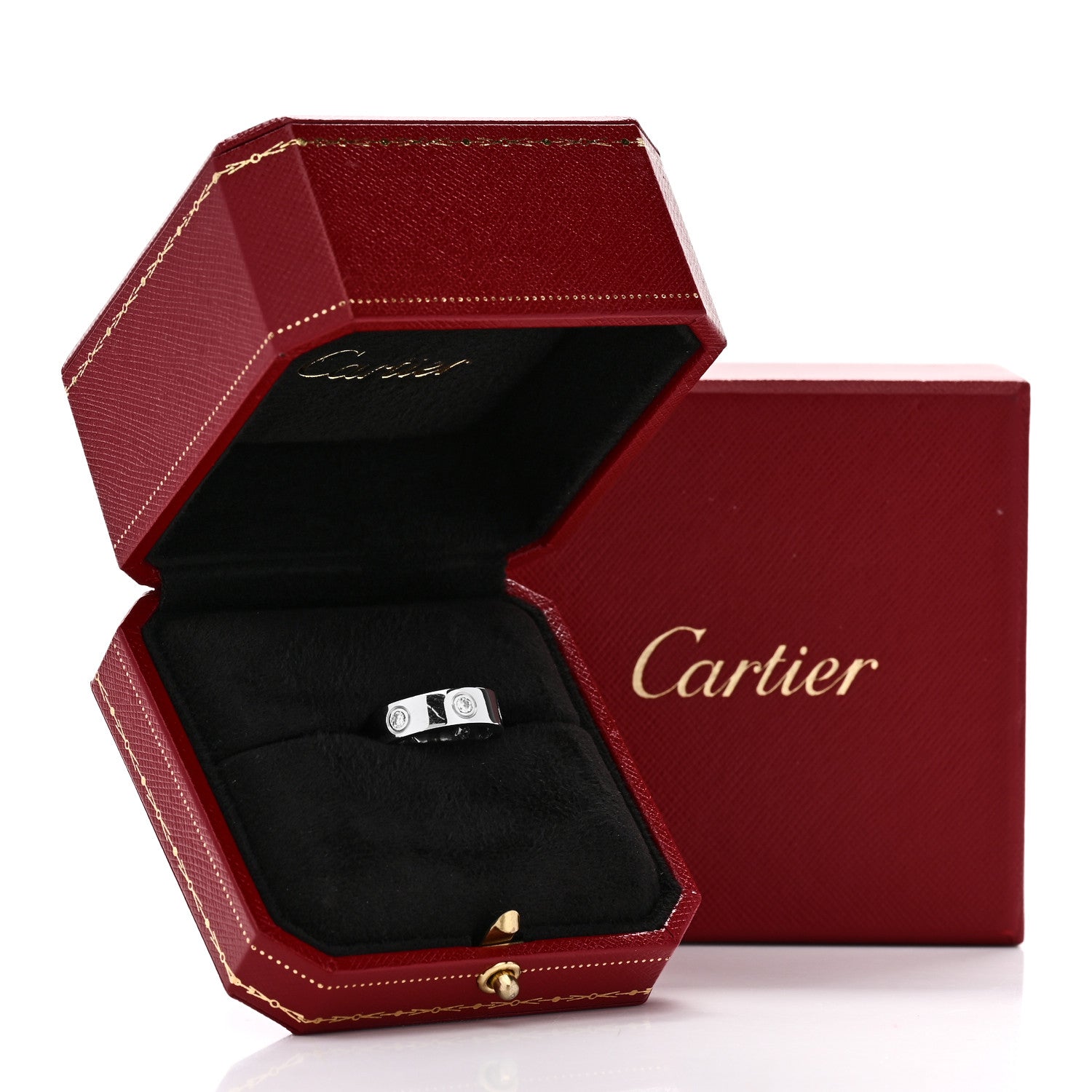 Cartier 18K White Gold Gold 6 Diamond 5.5mm LOVE Ring 50 5.25 5 of 5