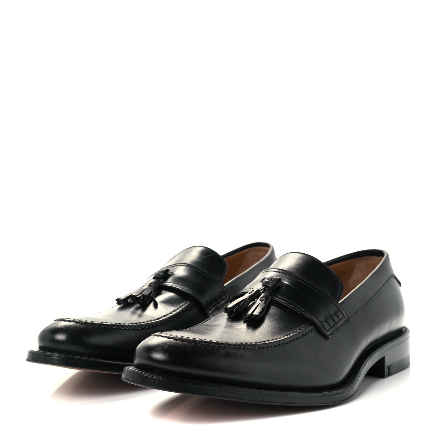 Louis Vuitton Calfskin Mens Tassle Loafers 8.5 Black 2 of 12