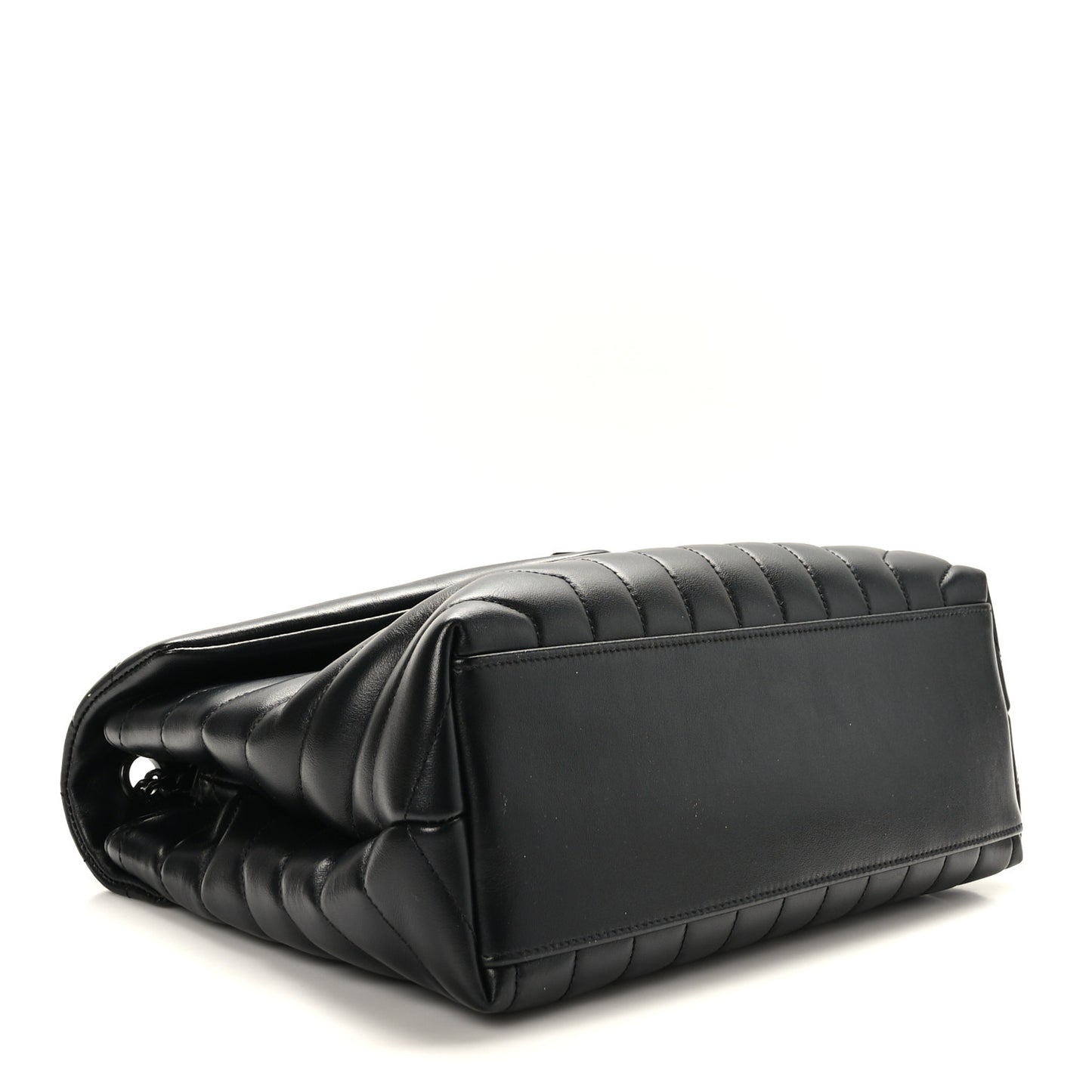 Calfskin Y Quilted Monogram Monochrome Medium Loulou Chain Satchel Black