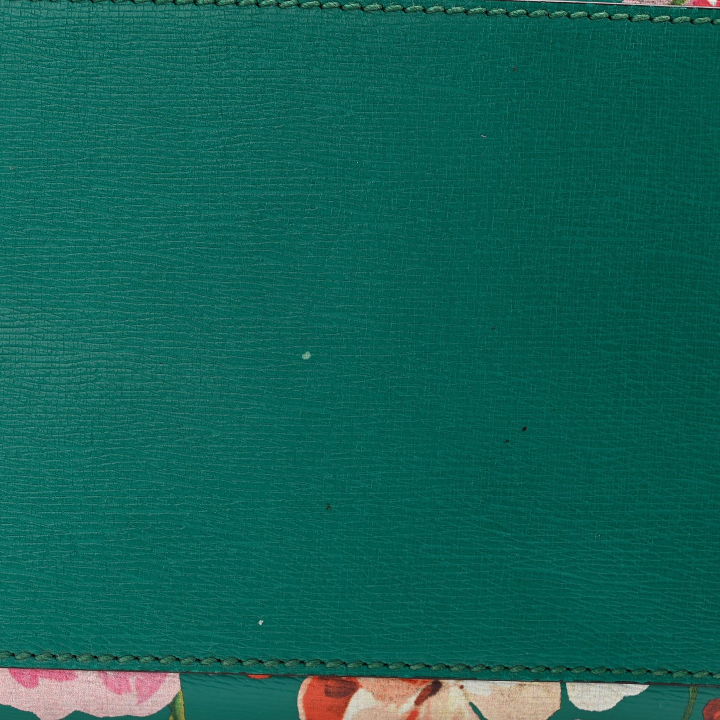 Shangai Calfskin Blooms Print Medium Bamboo Daily Top Handle Bag Clear Bright Emerald Multicolor