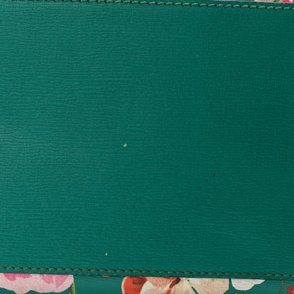 Gucci Shangai Calfskin Blooms Print Medium Bamboo Daily Top Handle Bag Clear Bright Emerald Multicolor 10 of 10