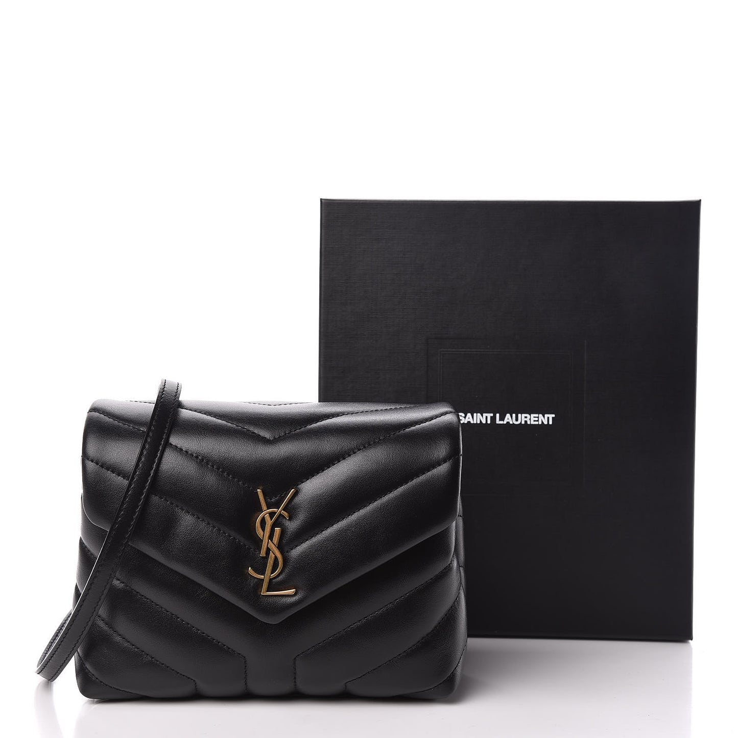 Calfskin Y Quilted Monogram Toy Loulou Crossbody Bag Black
