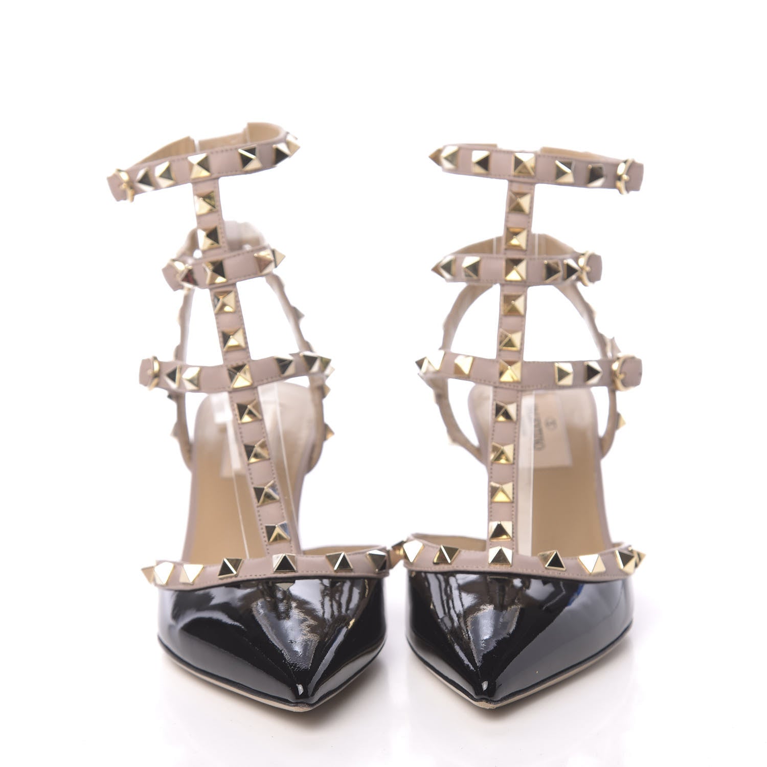 Valentino Garavani Patent Nappa Rockstud Ankle Strap 65mm Pumps 36 Black Poudre 2 of 9