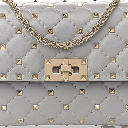 Valentino Garavani Nappa Rockstud Spike Wallet on Chain Pastel Grey 7 of 10