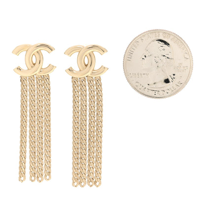 Chanel Metal CC Multi Strand Chain Drop Earrings Gold 2 of 5
