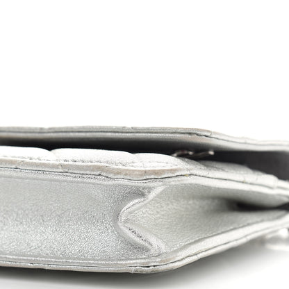 Chanel Metallic Lambskin Quilted Wallet On Chain WOC Silver 9 of 13