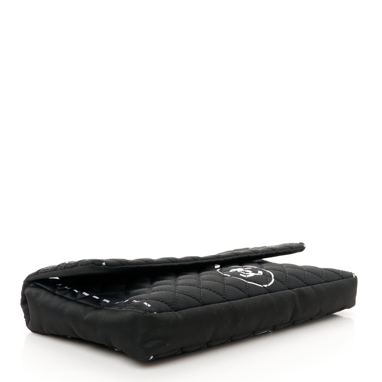 Nylon Quilted Logo Flap Black