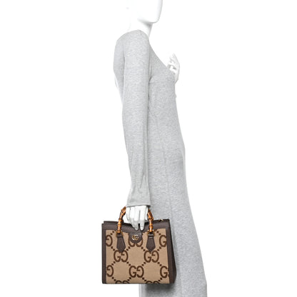 Gucci Monogram Jumbo GG Textured Dollar Calfskin Small Diana Tote Bag Camel Ebony New Acero Pomegranate Red 2 of 9