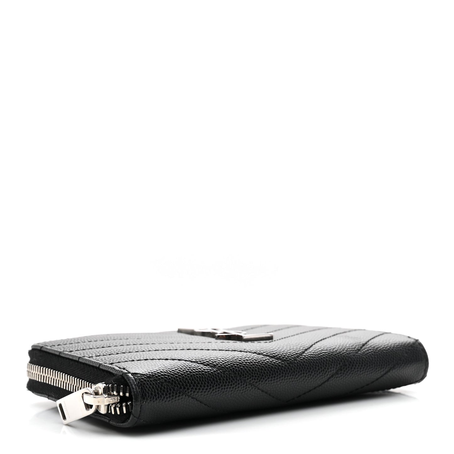 Grain De Poudre Matelasse Chevron Monogram Small Zip Around Wallet Black