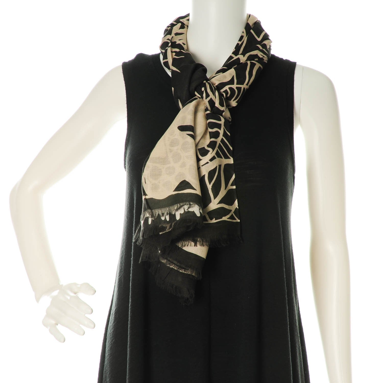 Chanel Modal Cashmere Scarf Black White 2 of 6