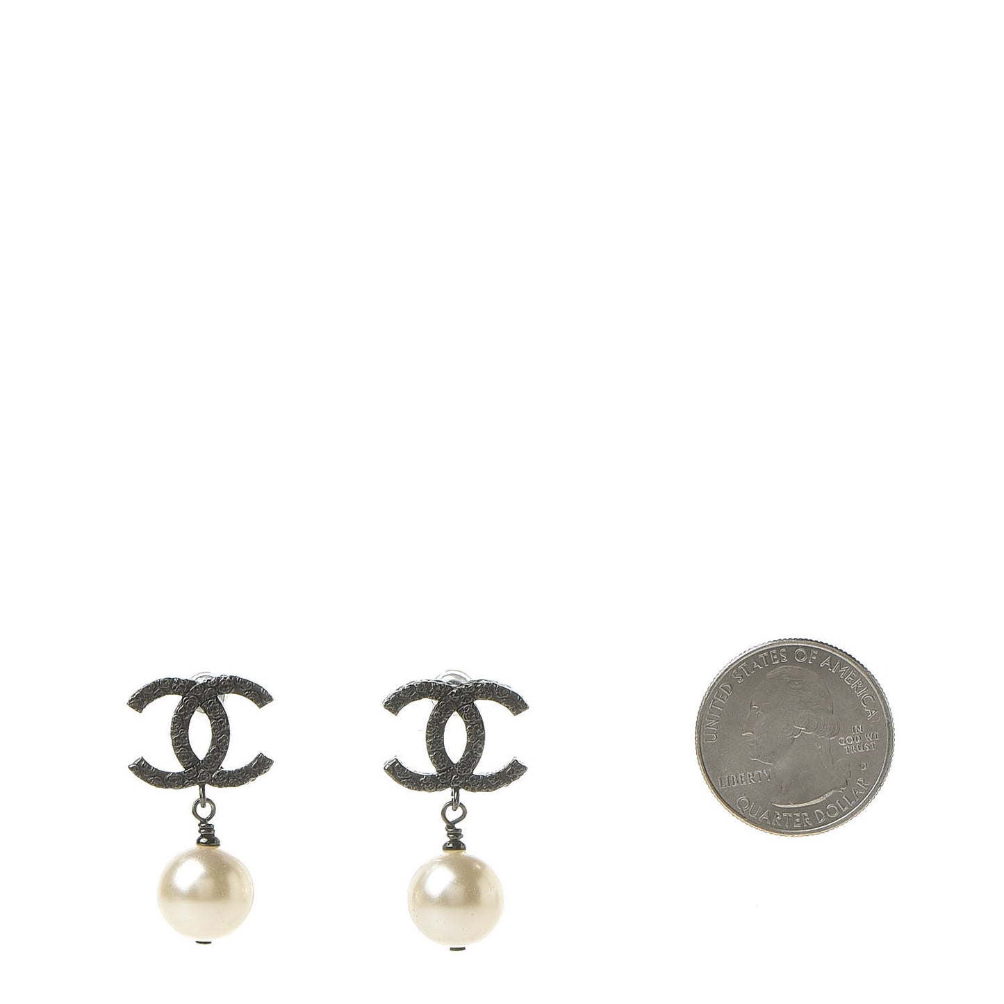 Ruthenium CC Pearl Drop Earrings