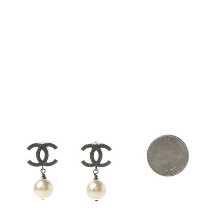 Chanel Ruthenium CC Pearl Drop Earrings 2 of 6