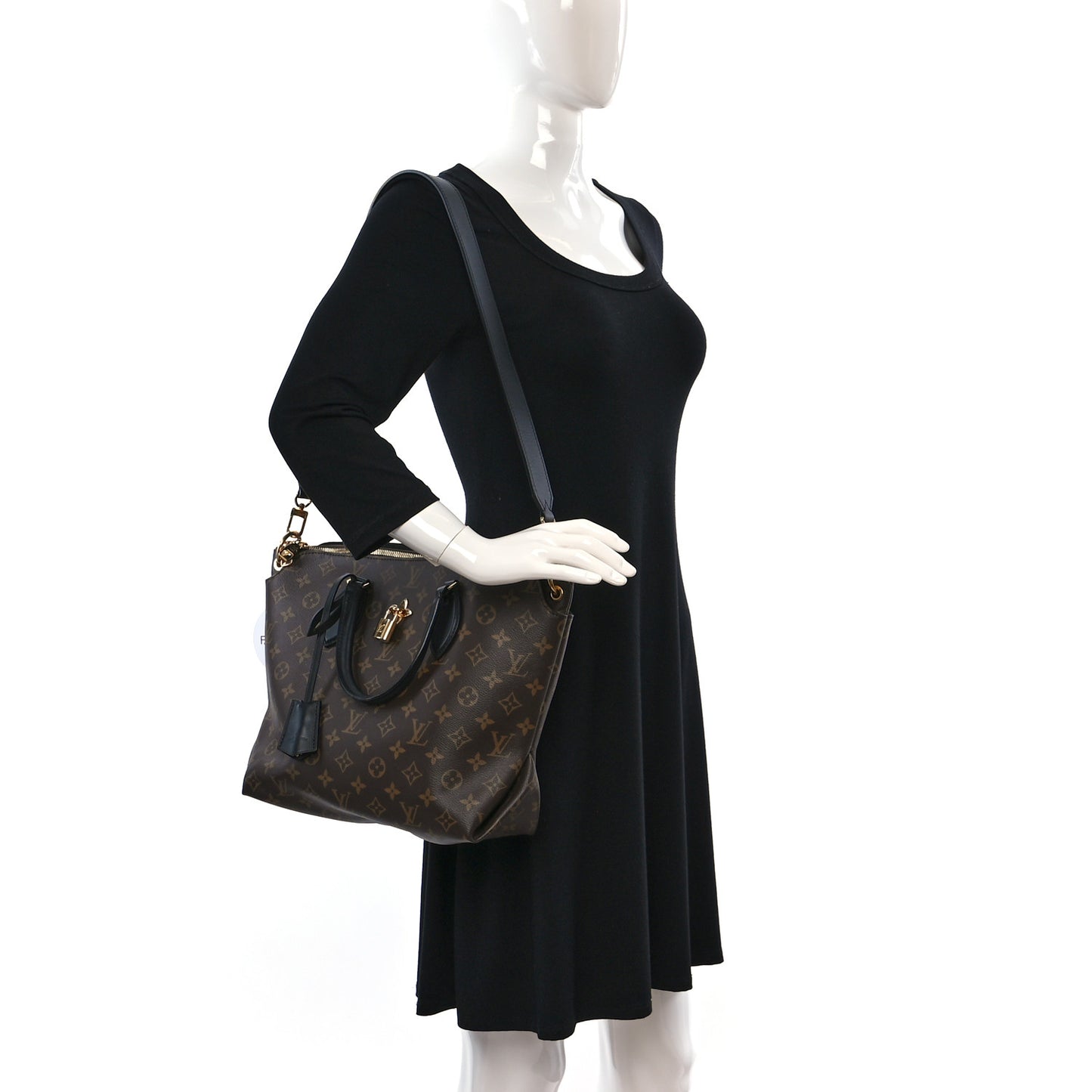 Monogram Flower Zipped Tote MM Black