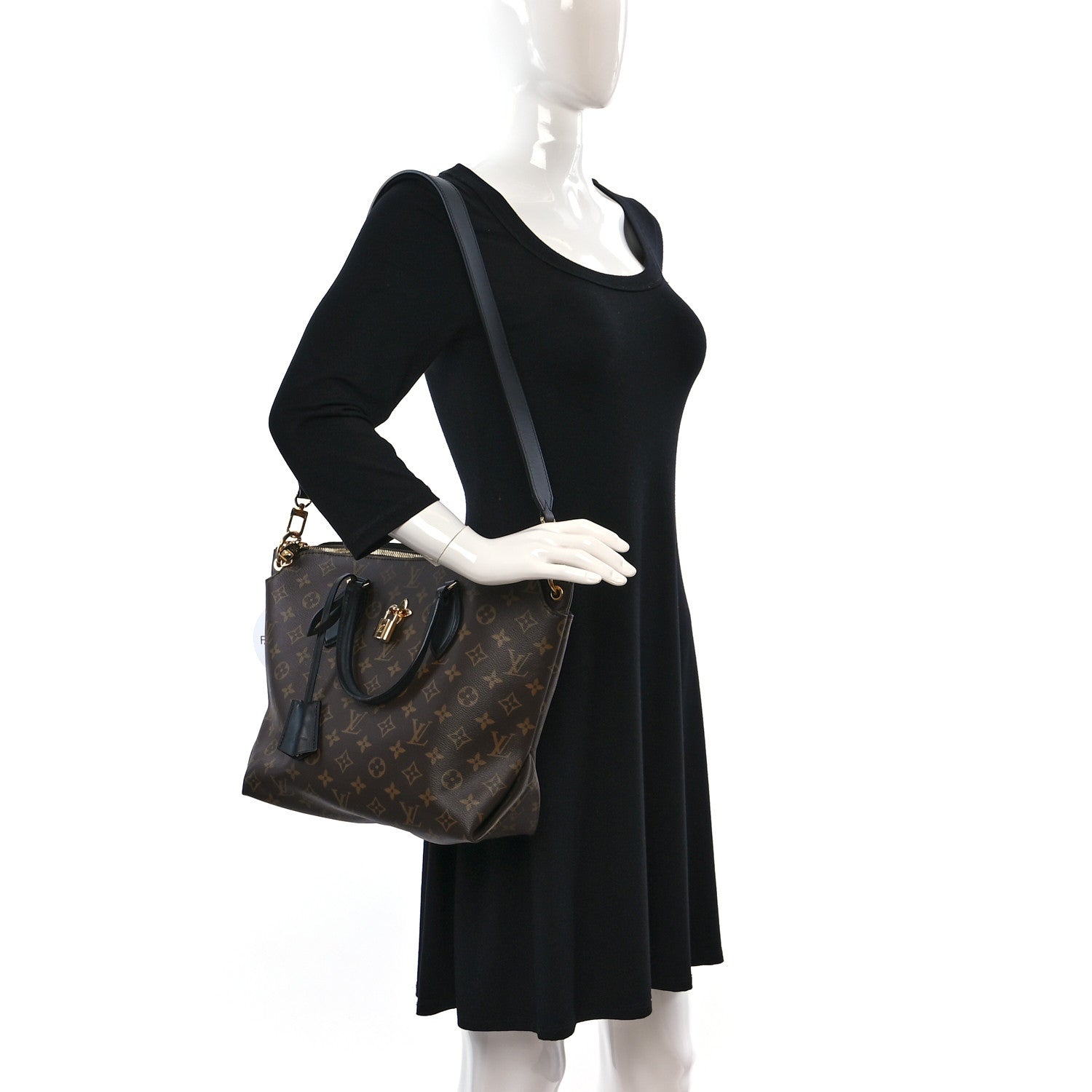 Louis Vuitton Monogram Flower Zipped Tote MM Black 2 of 8