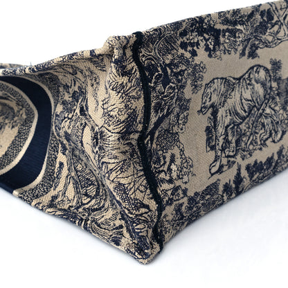 Christian Dior Canvas Embroidered Large Dioriviera Toile De Jouy Book Tote Black 8 of 13
