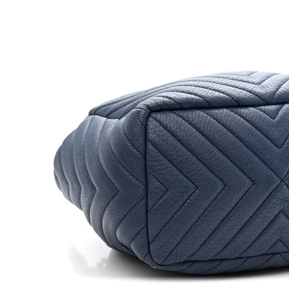Chanel Deerskin Chevron Small CC Chain Bucket Bag Navy Blue 9 of 10
