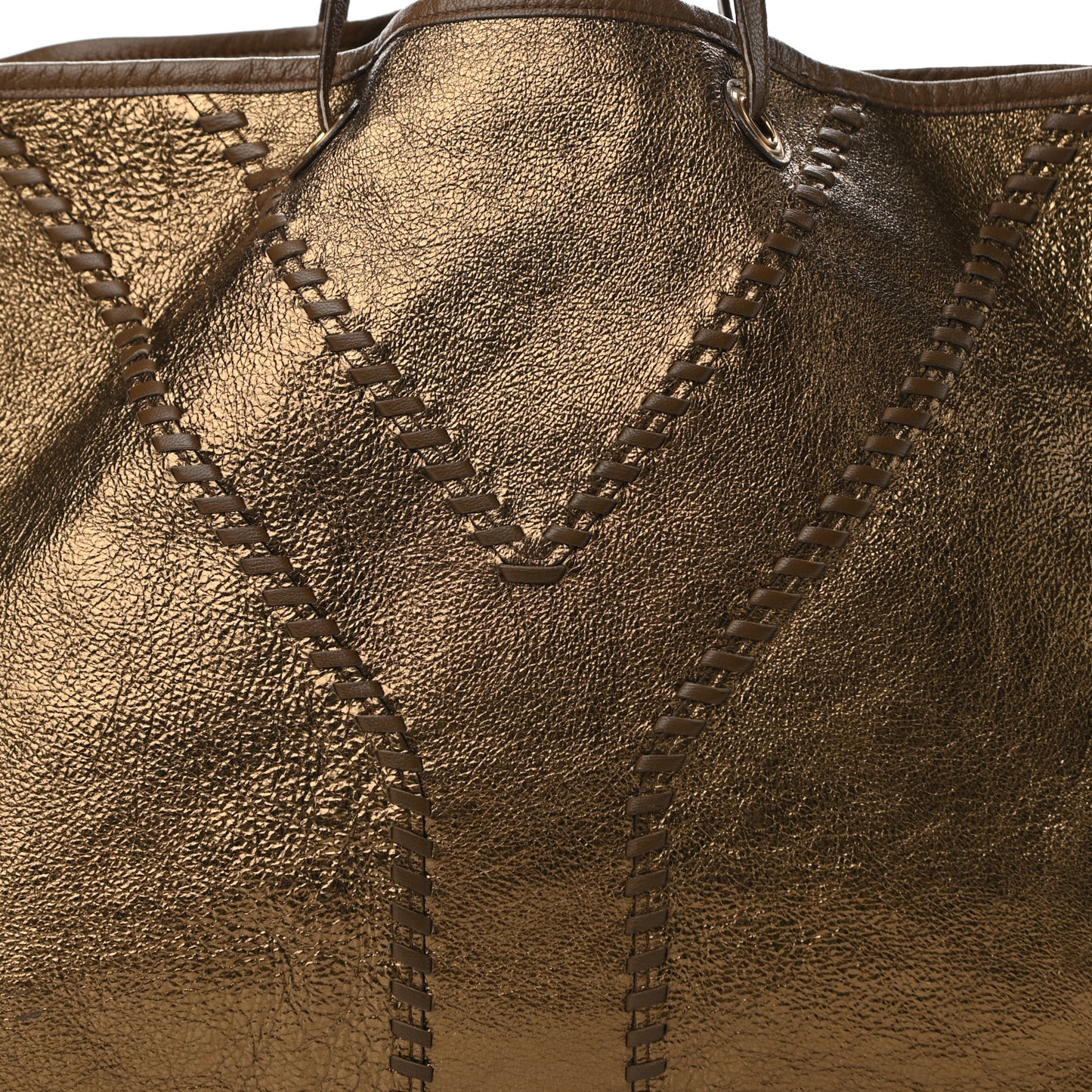 Metallic Calfskin Large Neo Double Reversible Tote Brown