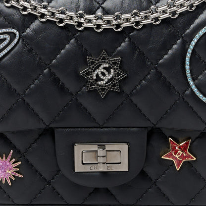 Chanel Aged Calfskin Space Charms 2.55 Reissue 225 Flap Black 9 of 12