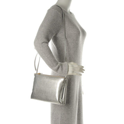 Celine Laminated Smooth Lambskin Large Trio Crossbody Bag Silver 2 of 7