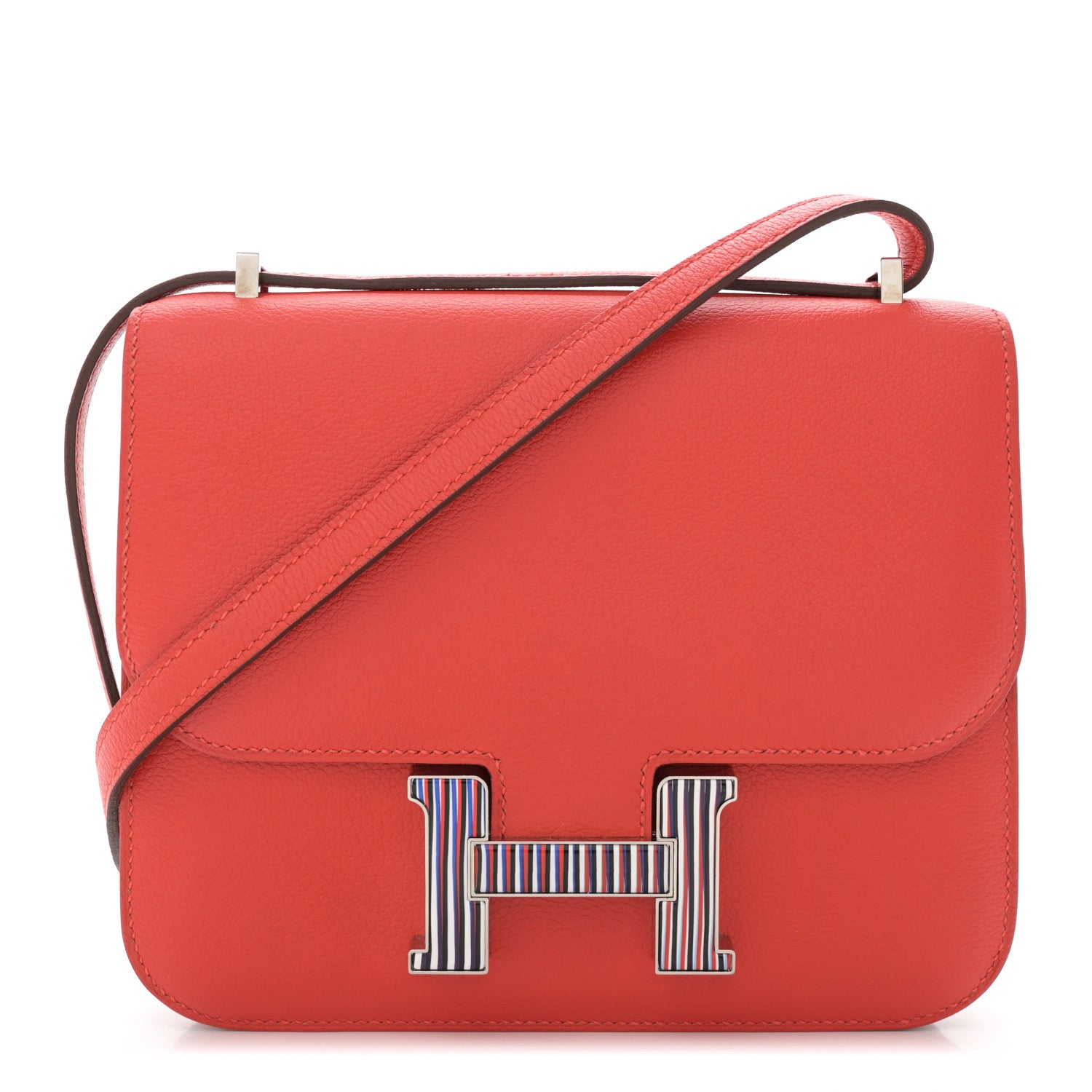 Hermes Evercolor Enamel Constance 18 Capucine Bleu Black White 1 of 11