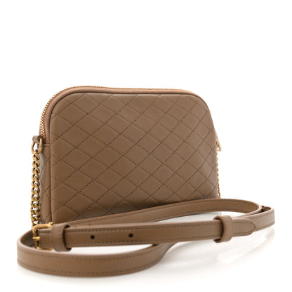 Saint Laurent Lambskin Quilted Gaby Zipped Pouch Dark Cork 3 of 11