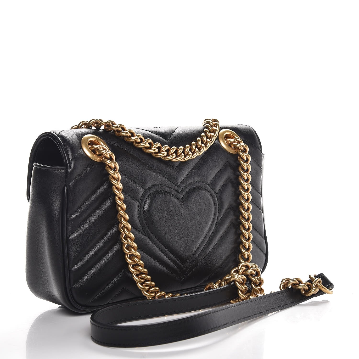 Gucci Calfskin Matelasse Mini GG Marmont Shoulder Bag Black 3 of 8