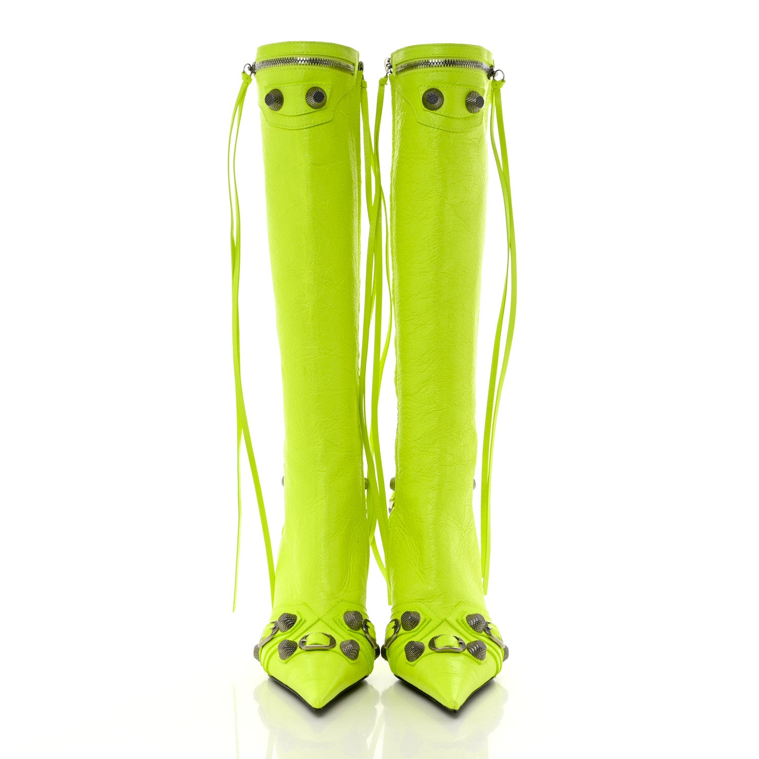 Balenciaga Agneau Arena Cagole 90mm Boots 37.5 Fluo Yellow 2 of 8