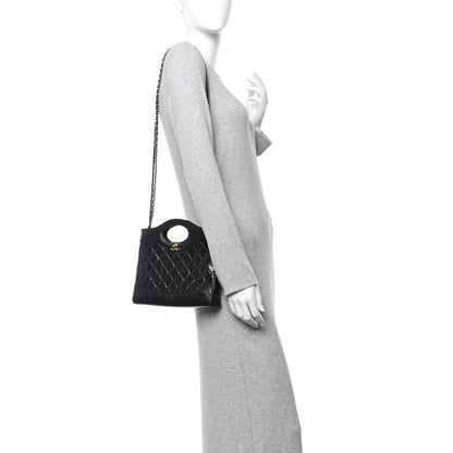 Chanel Shiny Crumpled Calfskin Quilted Mini 31 Shopping Bag Black 2 of 11