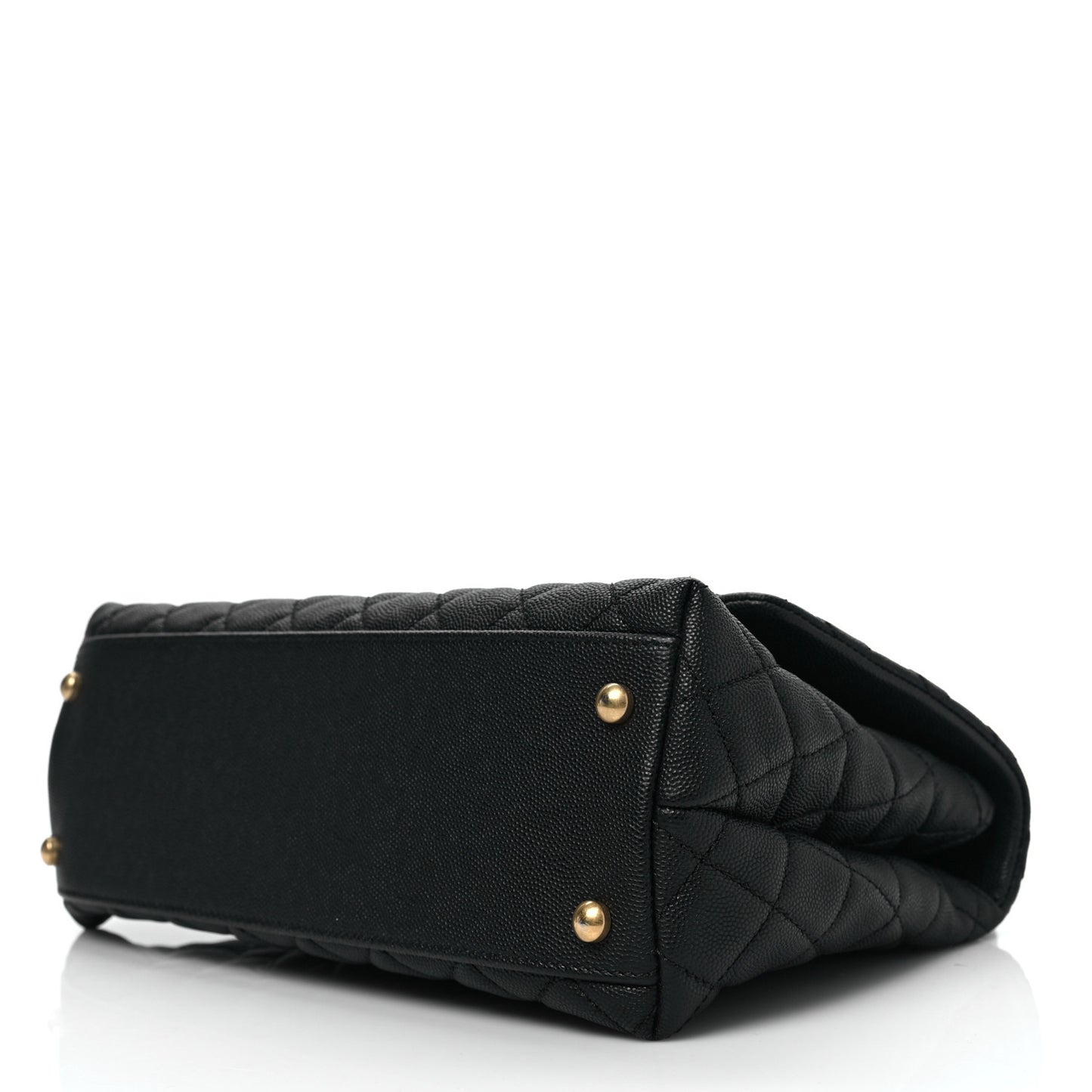 Caviar Lizard Embossed Quilted Small Coco Handle Flap Black