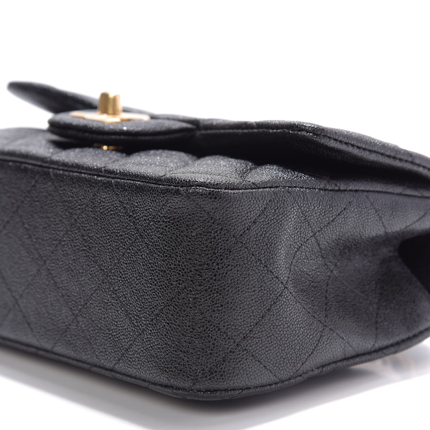 Caviar Quilted Mini Top Handle Rectangular Flap Black