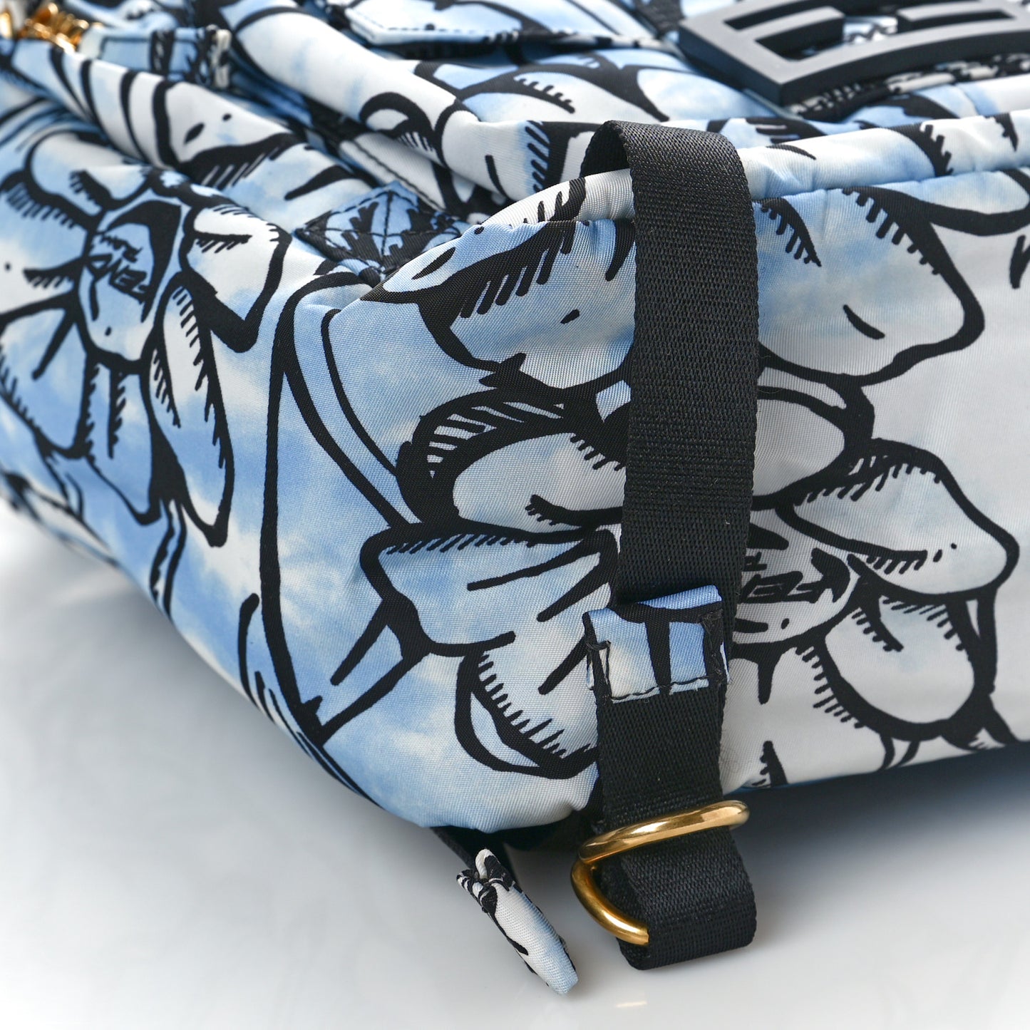 X JOSHUA VIDES Nylon Flower Clouds Print Pocket Backpack White Celeste Black