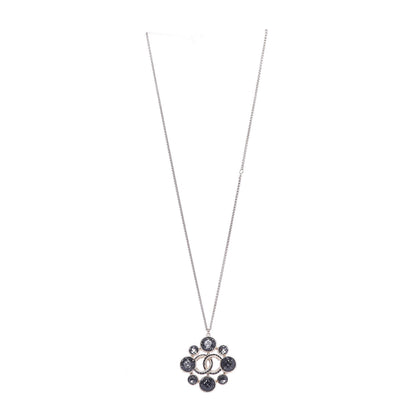 Chanel Gripoix Poured Glass Crystal CC Pendant Necklace Black Gold 3 of 7