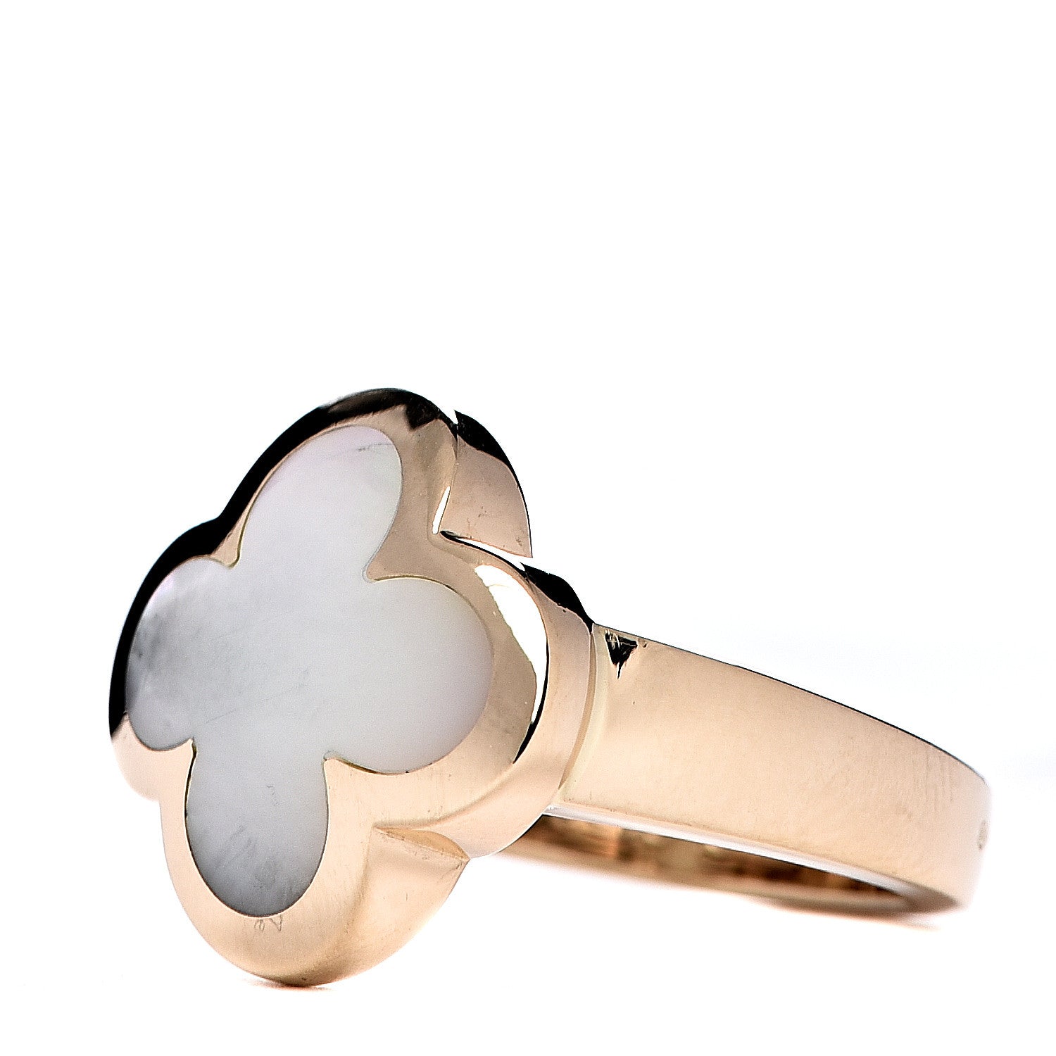 Van Cleef & Arpels 18K Yellow Gold Mother of Pearl Pure Alhambra Ring 51 5.75 3 of 8