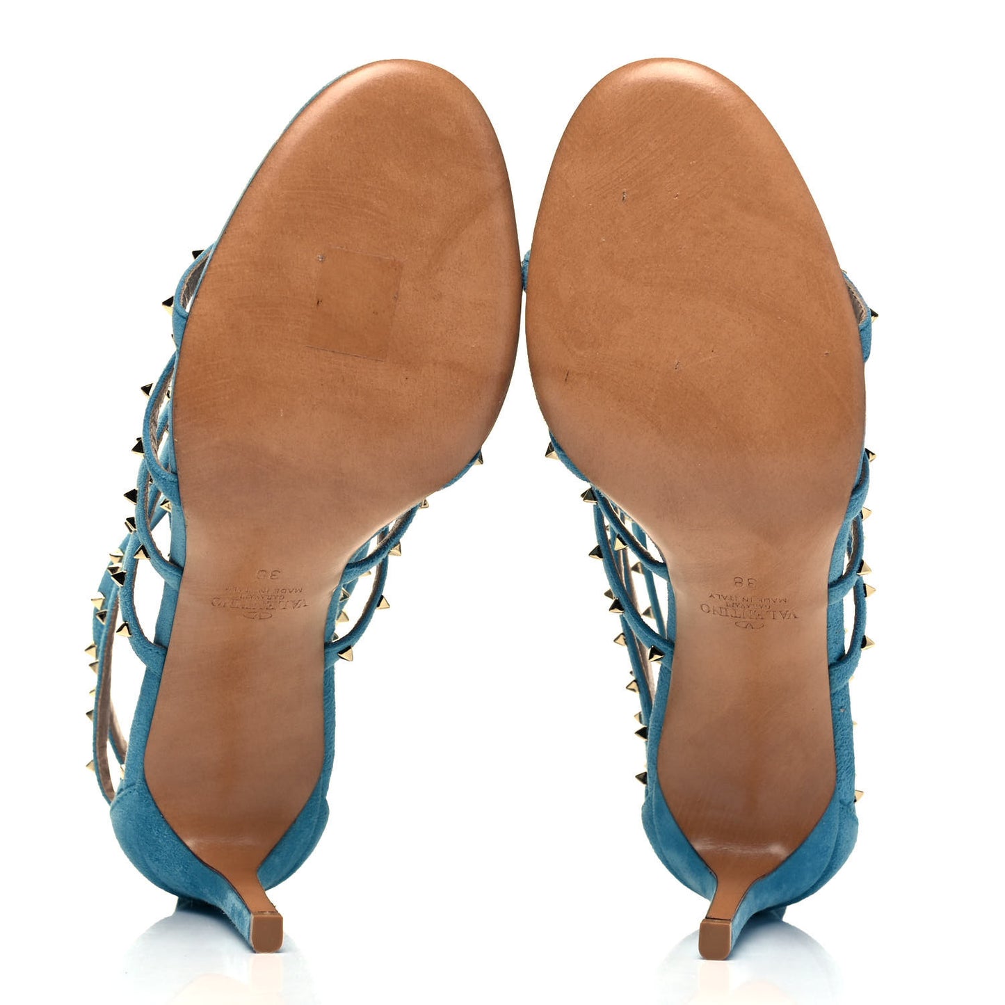 Suede Lovestud Caged 90mm Sandals 38 Cerulean