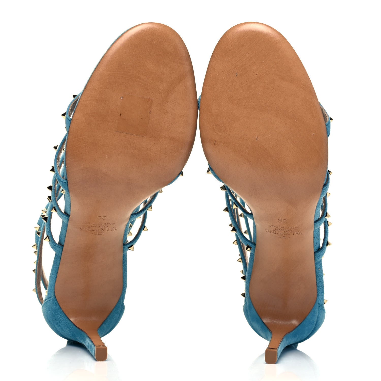 Valentino Garavani Suede Lovestud Caged 90mm Sandals 38 Cerulean 5 of 7