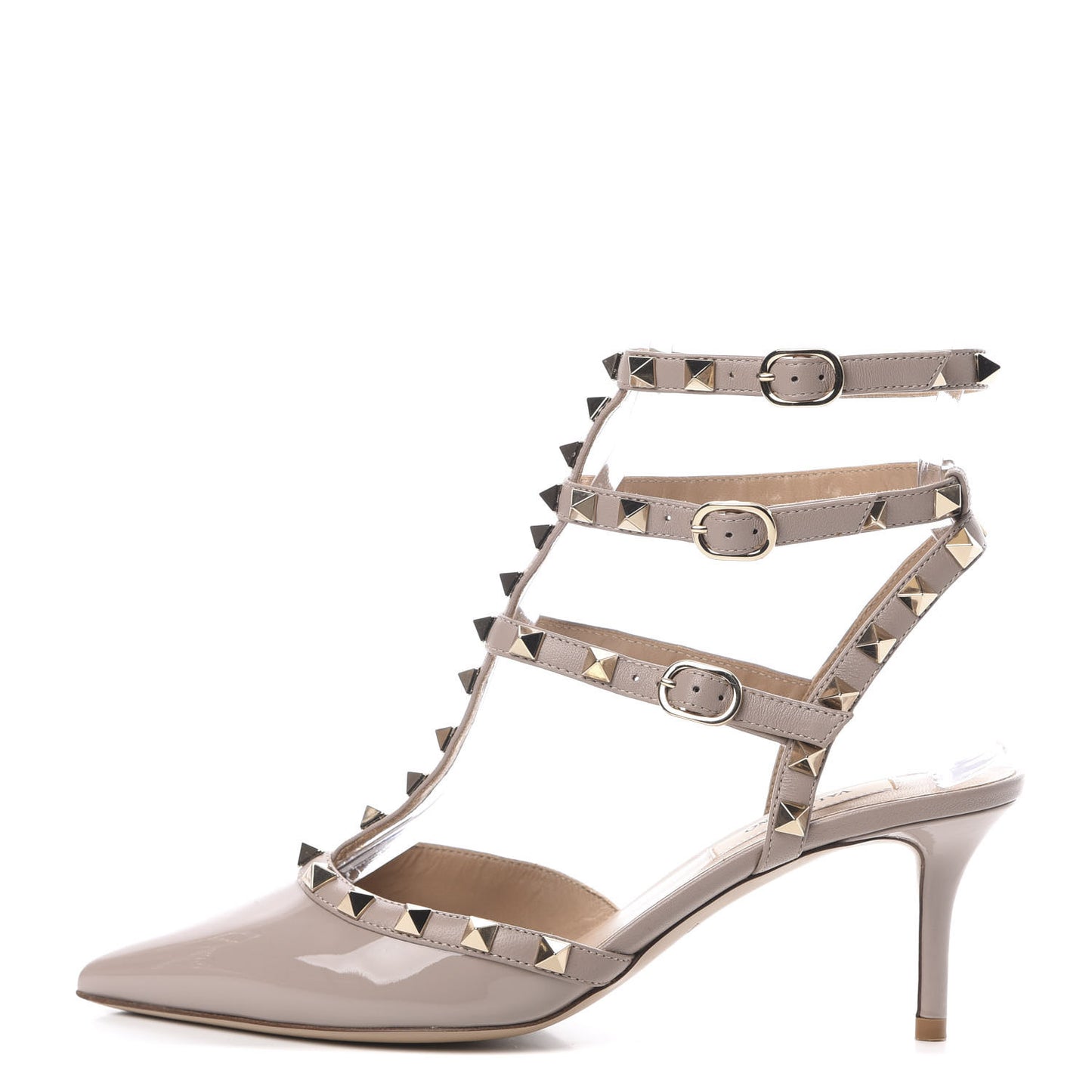 Patent Rockstud Ankle Strap 65mm Pumps 37 Poudre