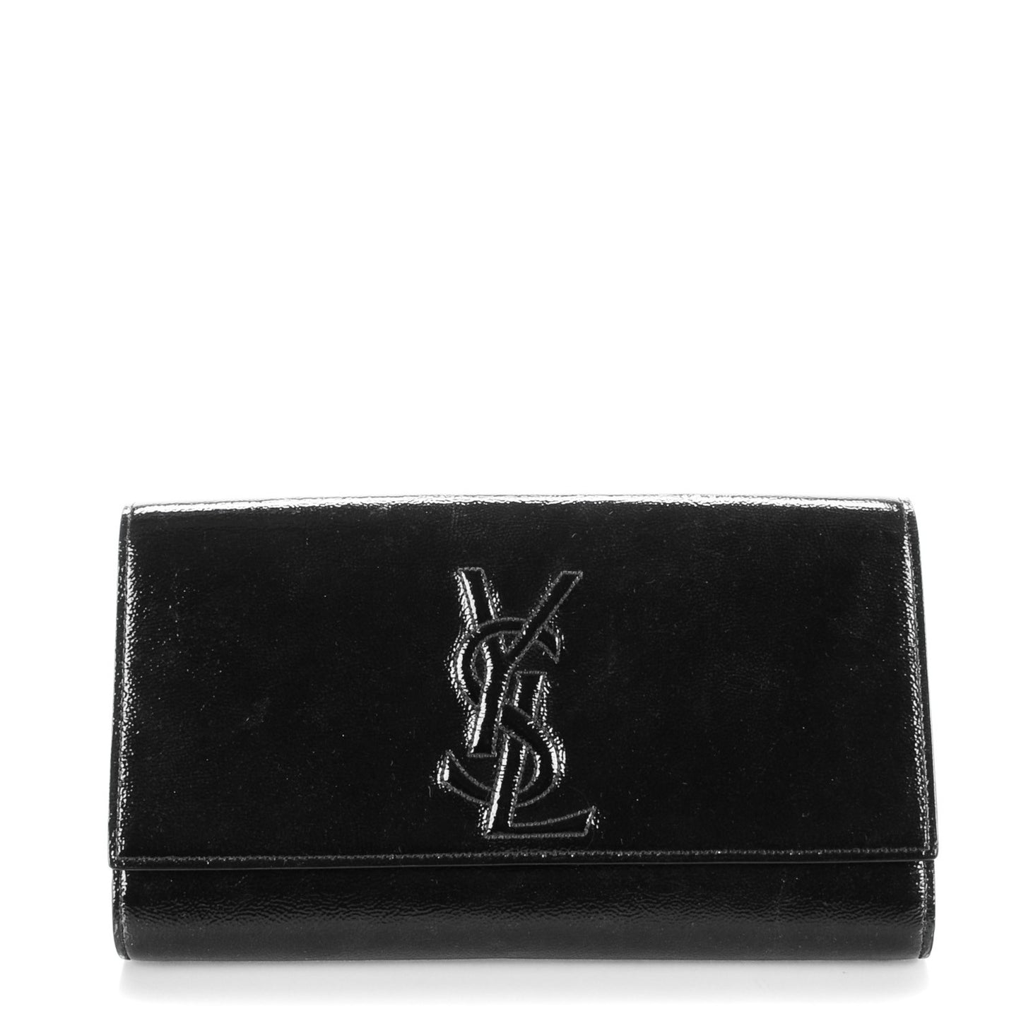 Textured Patent Monogram Large Belle De Jour Clutch Black